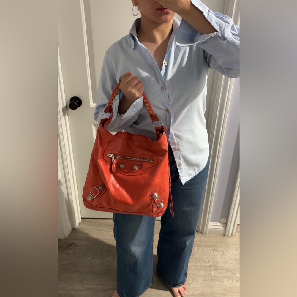Authentic BALENCIAGA Giant Day Bag with mirror Red/Orange - Picture 3 of 16